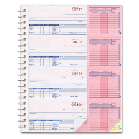 Cash Receipt Books - 1 Short 2 Long, 8 1/2 X 11 - 3 Part, 1 Each